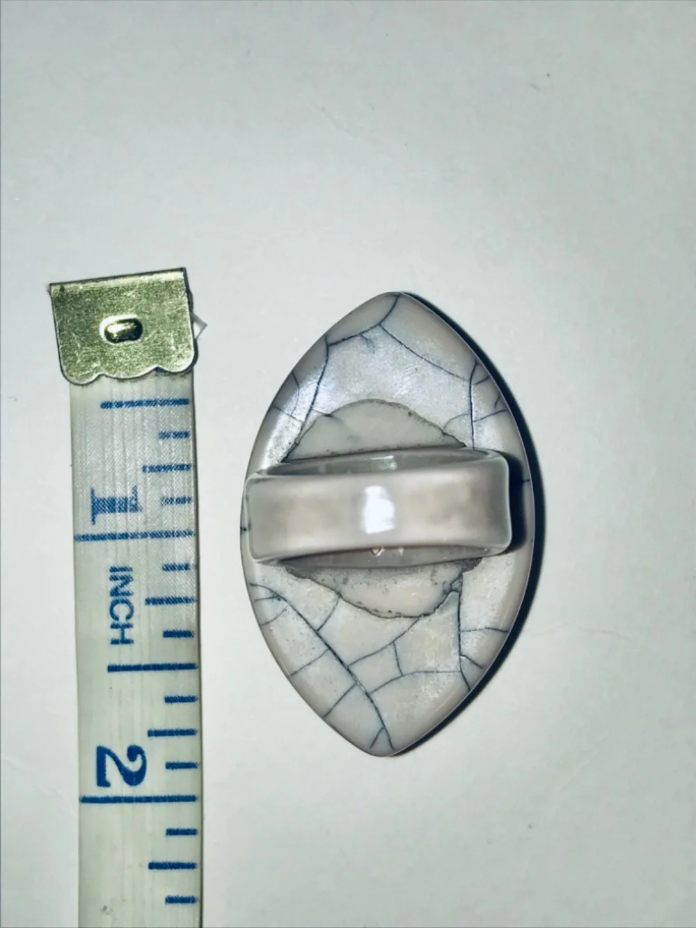 Statement Cocktail Ring Diamond Shaped Grey Blue Cracked Resin Sz 7 Geometric